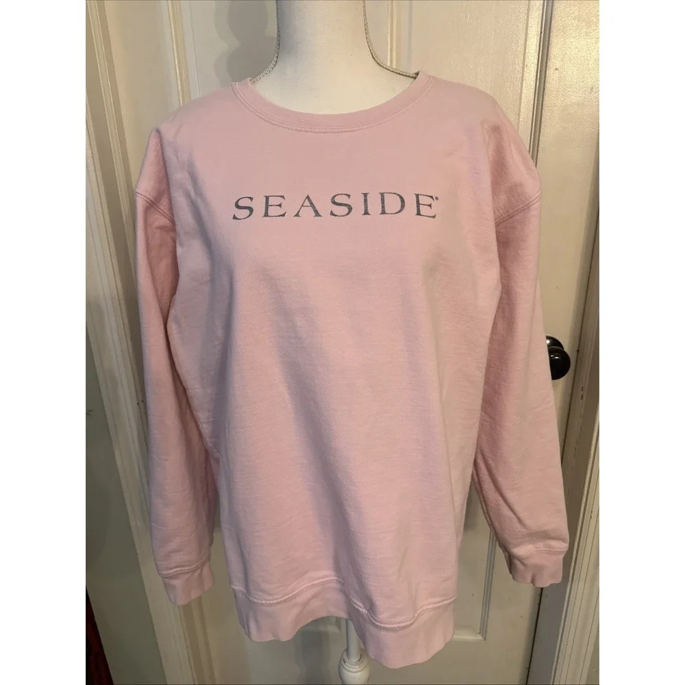 Seaside Women's New Town Old Ways Pink Crewneck Sweatshirt Pullover Size Large - Picture 1 of 7